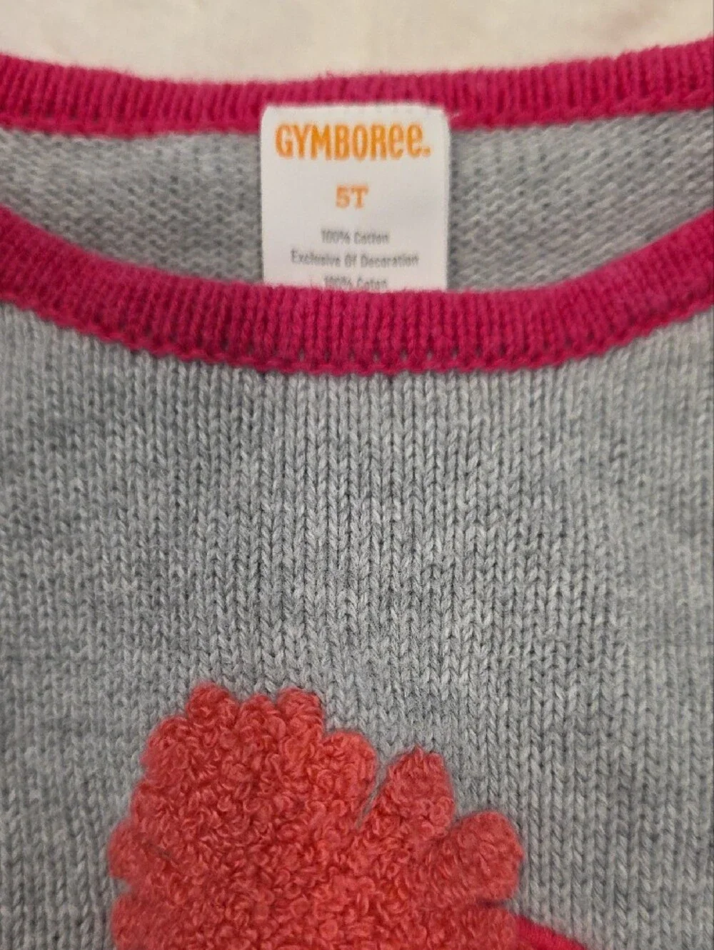 Gymboree Gray Knit Dress with Pink and Orange Bird Appliqué